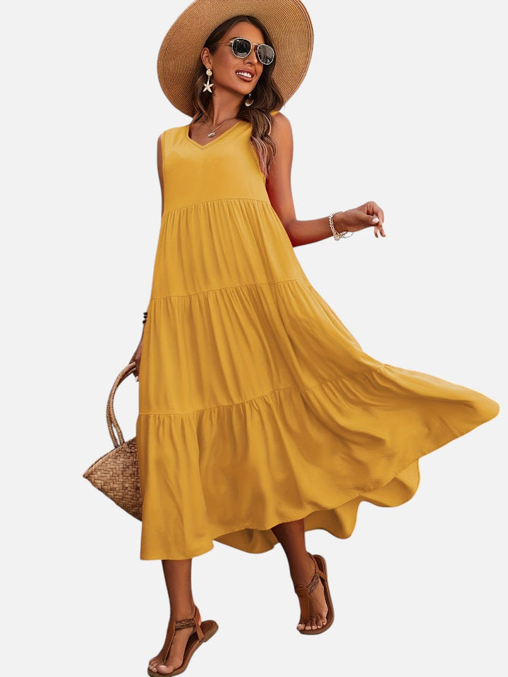 Women’s V-Neck Tiered Maxi Dress – Effortless Summer Elegance