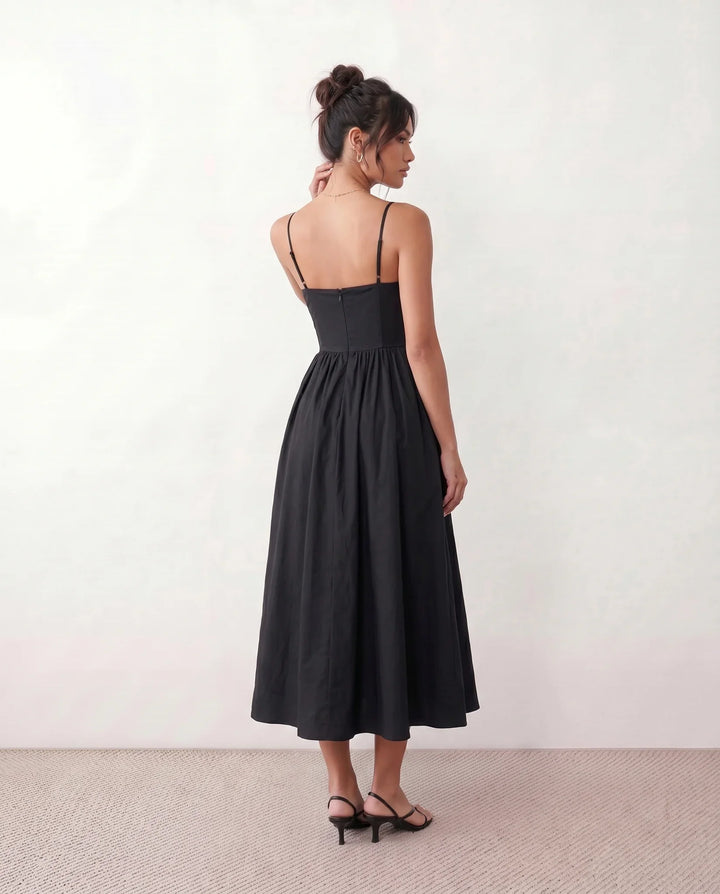Layla Spaghetti Strap Low Back Midi Dress