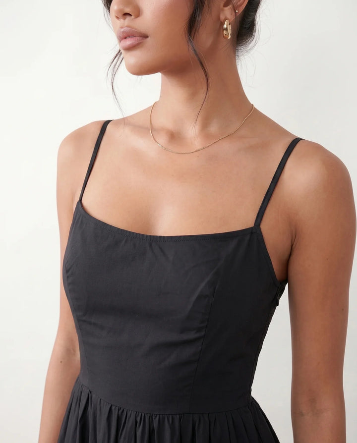 Layla Spaghetti Strap Low Back Midi Dress