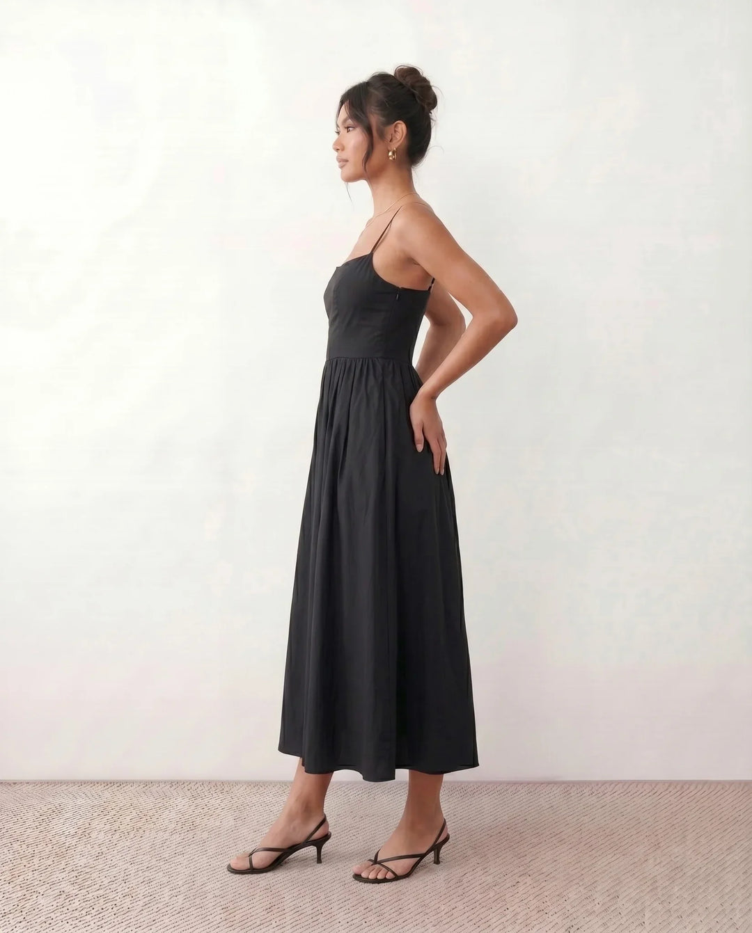 Layla Spaghetti Strap Low Back Midi Dress