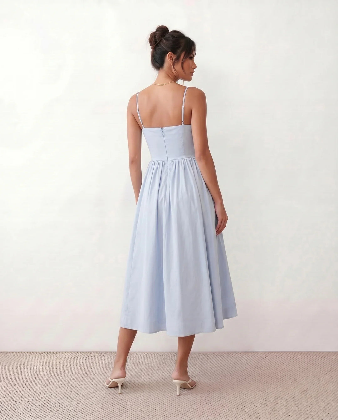Layla Spaghetti Strap Low Back Midi Dress