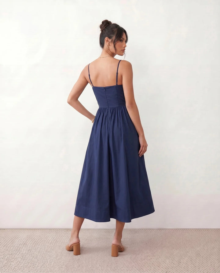 Layla Spaghetti Strap Low Back Midi Dress