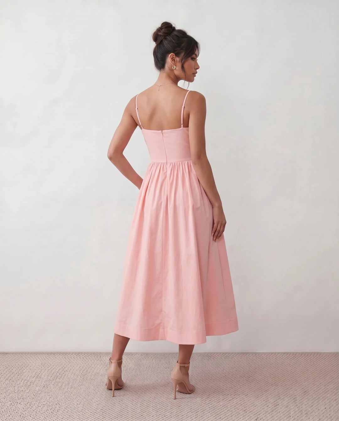 Layla Spaghetti Strap Low Back Midi Dress