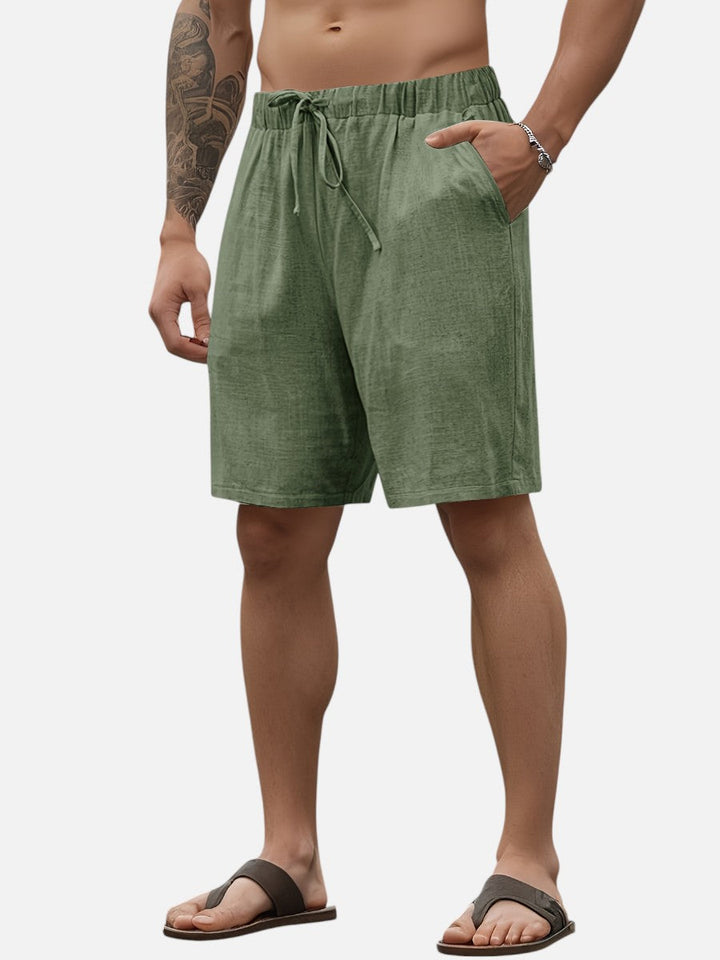 Men’s Casual Drawstring Shorts – Lightweight Linen Look