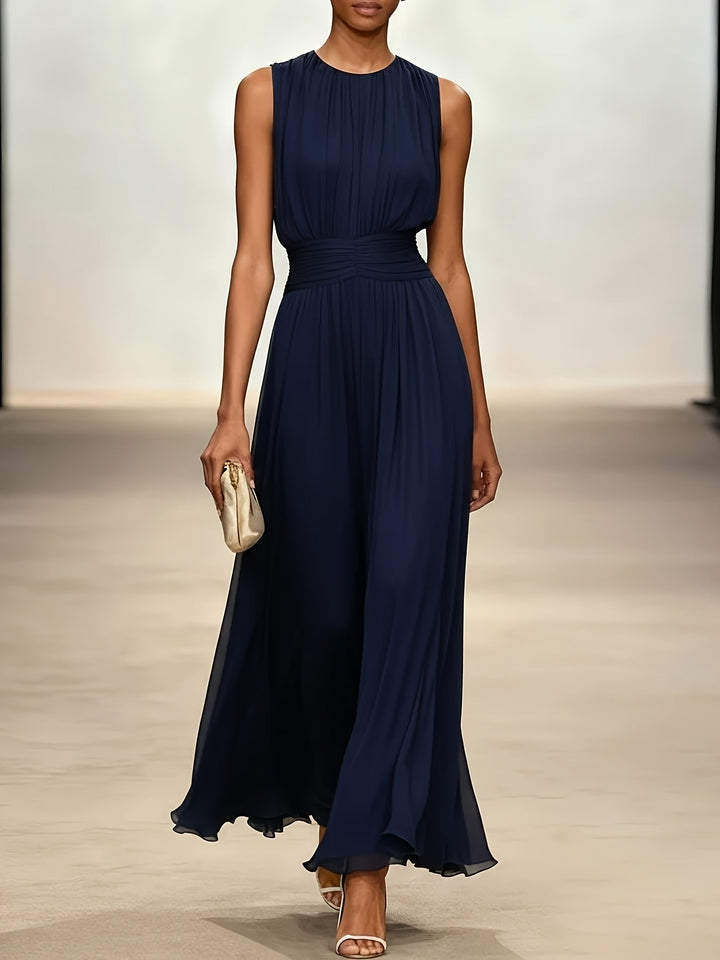 Arabella | Pleated Maxi Wedding Guest Dress With Ruched Waist