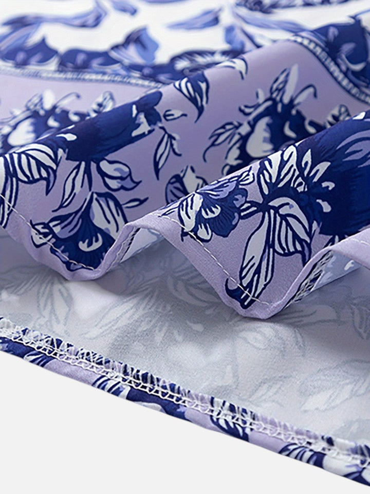 Women’s Floral V-Neck Midi Dress – Relaxed Summer Elegance