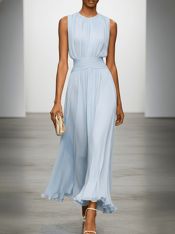 Arabella | Pleated Maxi Wedding Guest Dress With Ruched Waist