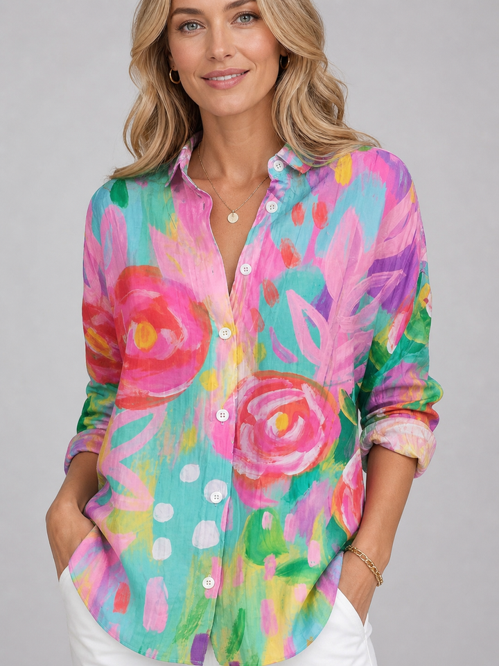Women’s Colourful Print Blouse – Relaxed Fit