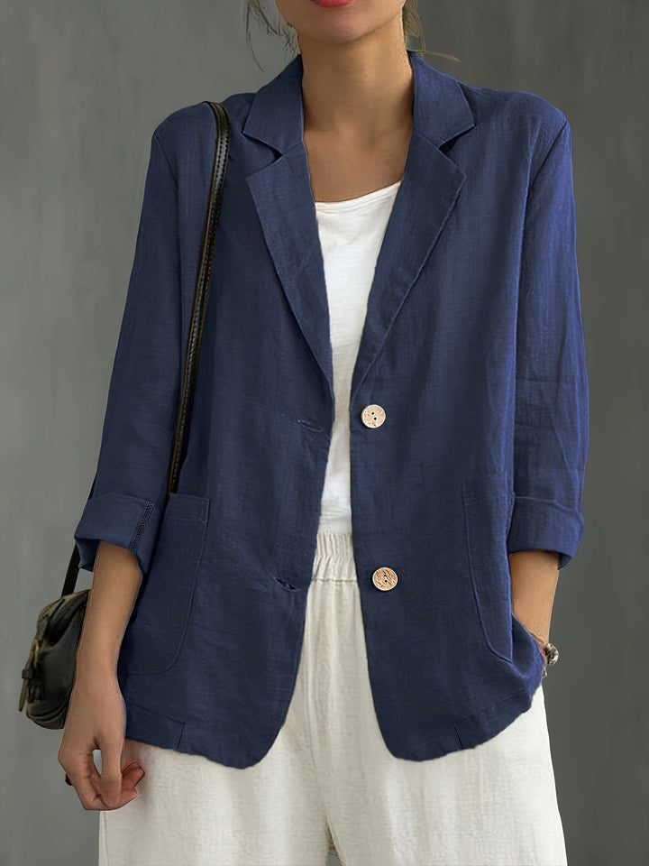 Nadia | Classic Linen Blazer With Pockets For Smart Casual Wear