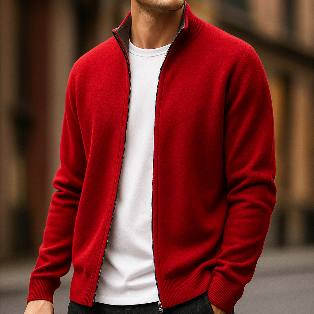 Olympus Cashmere Zip Cardigan