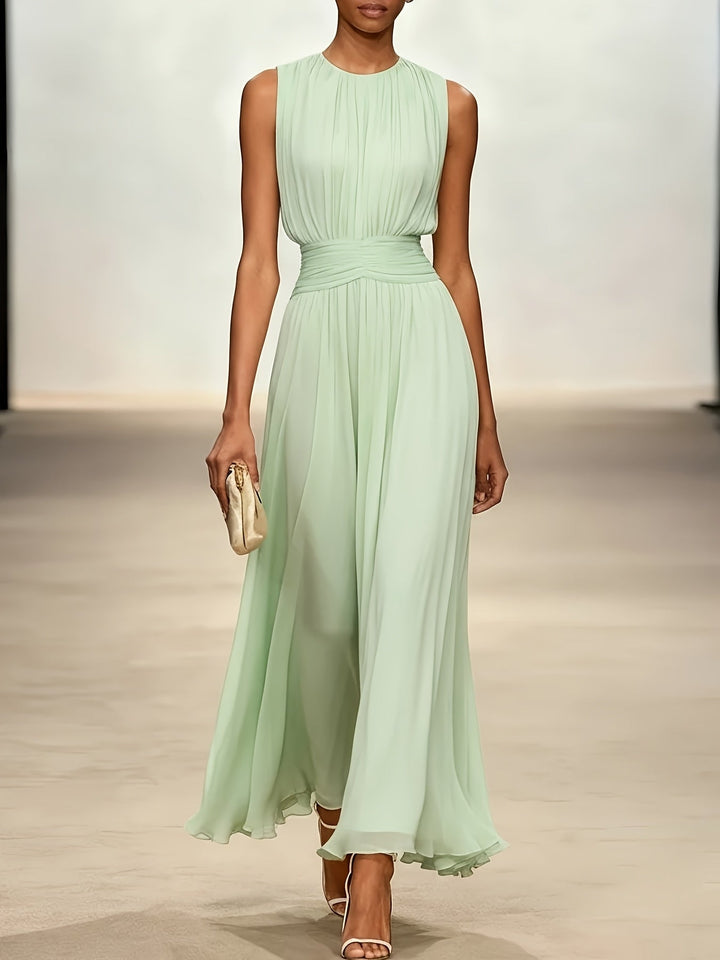 Arabella | Pleated Maxi Wedding Guest Dress With Ruched Waist