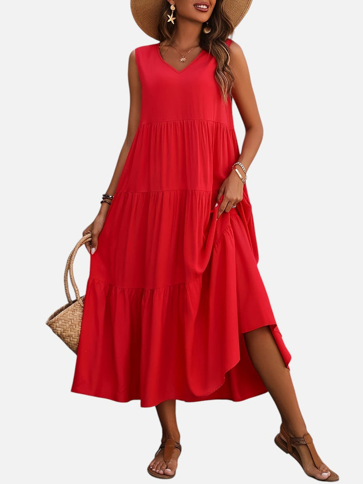 Women’s V-Neck Tiered Maxi Dress – Effortless Summer Elegance