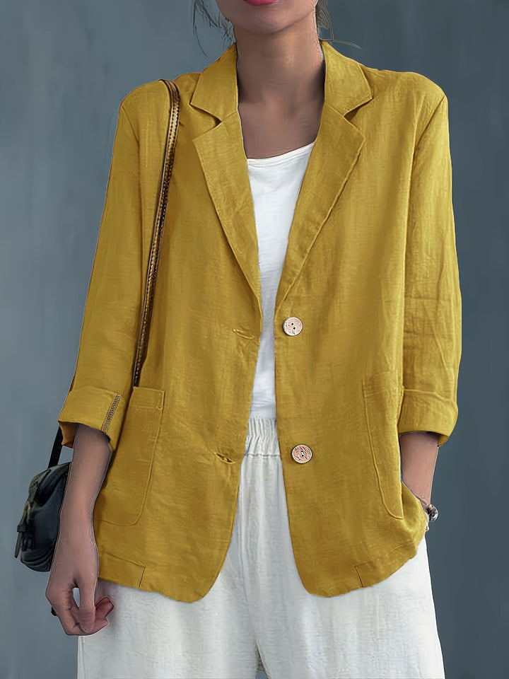 Nadia | Classic Linen Blazer With Pockets For Smart Casual Wear
