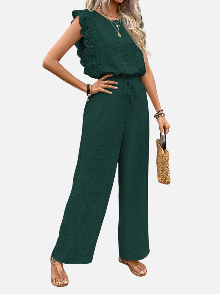 Women’s Two Piece Outfit Set – Relaxed Top & Wide Leg Trousers