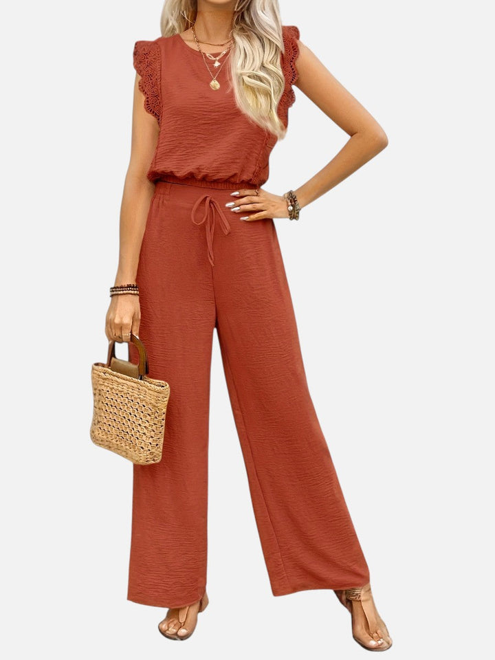 Women’s Two Piece Outfit Set – Relaxed Top & Wide Leg Trousers