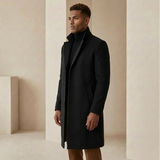 Men's Slim-Fit Wool-Look Overcoat – Classic Tailored Winter Formal Coat