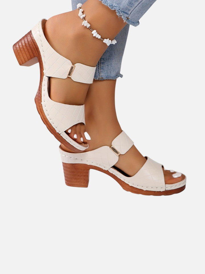 Women’s Comfort Block Heel Sandals – Quilted Leather Look
