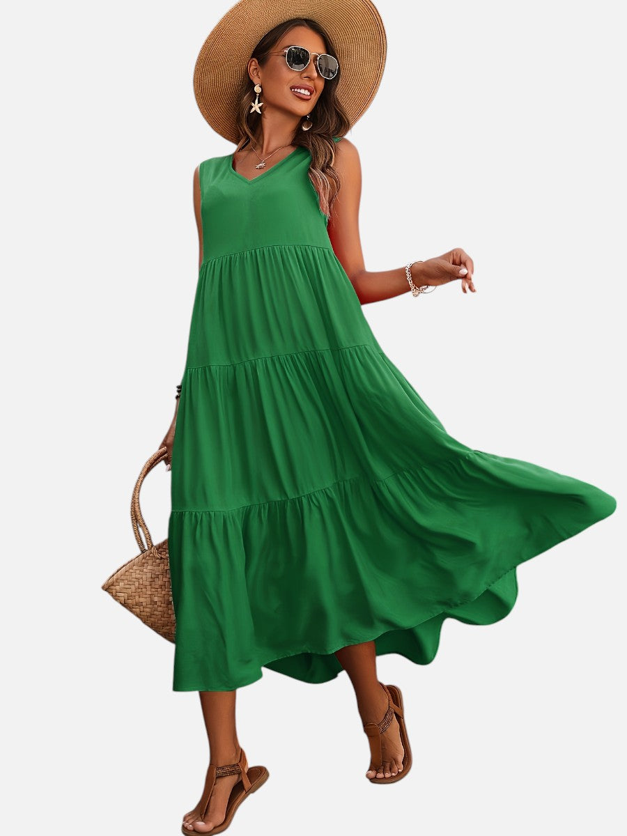 Women’s V-Neck Tiered Maxi Dress – Effortless Summer Elegance