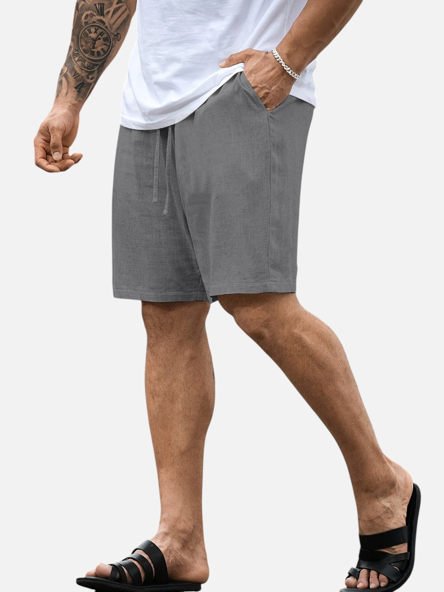Men’s Casual Drawstring Shorts – Lightweight Linen Look