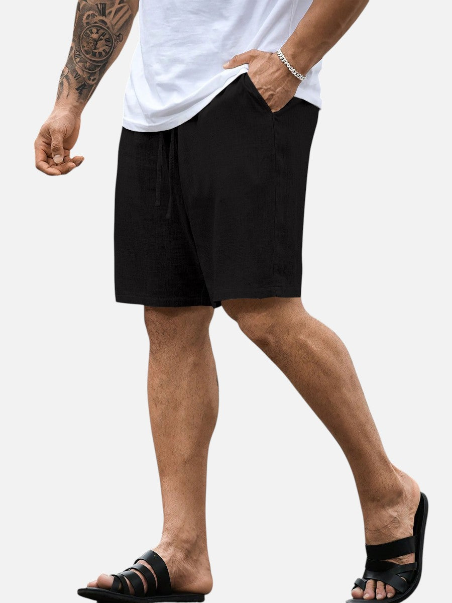 Men’s Casual Drawstring Shorts – Lightweight Linen Look