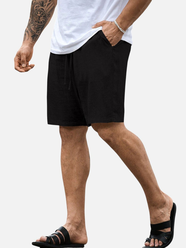 Men’s Casual Drawstring Shorts – Lightweight Linen Look
