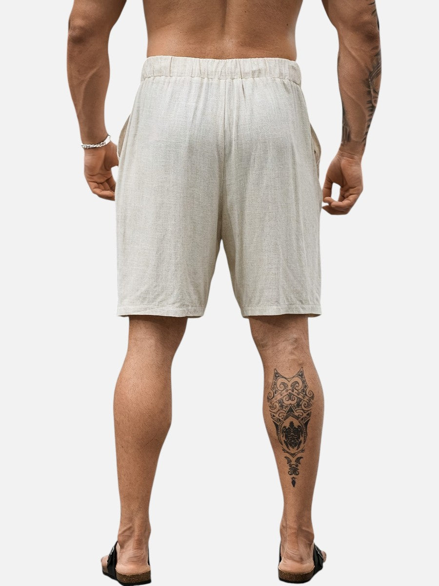 Men’s Casual Drawstring Shorts – Lightweight Linen Look
