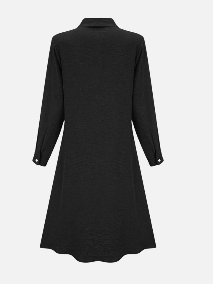 Women’s Button Front Midi Shirt Dress – Relaxed Flattering Fit