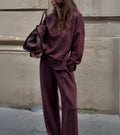 Elowen | Two-Piece Knit Set in Deep Burgundy Brown
