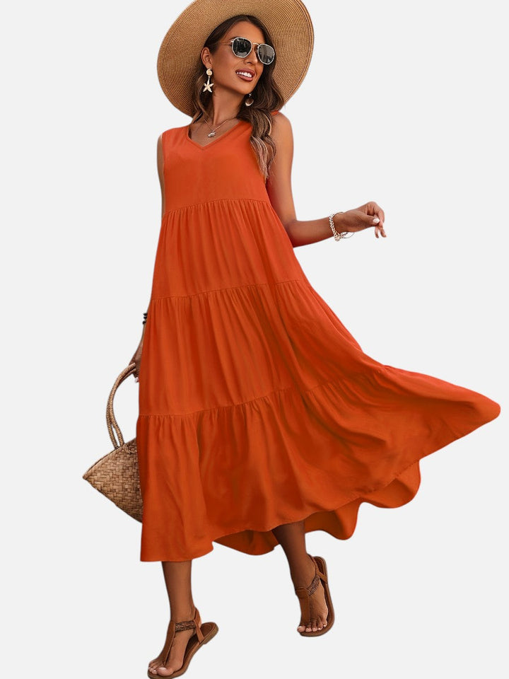 Women’s V-Neck Tiered Maxi Dress – Effortless Summer Elegance
