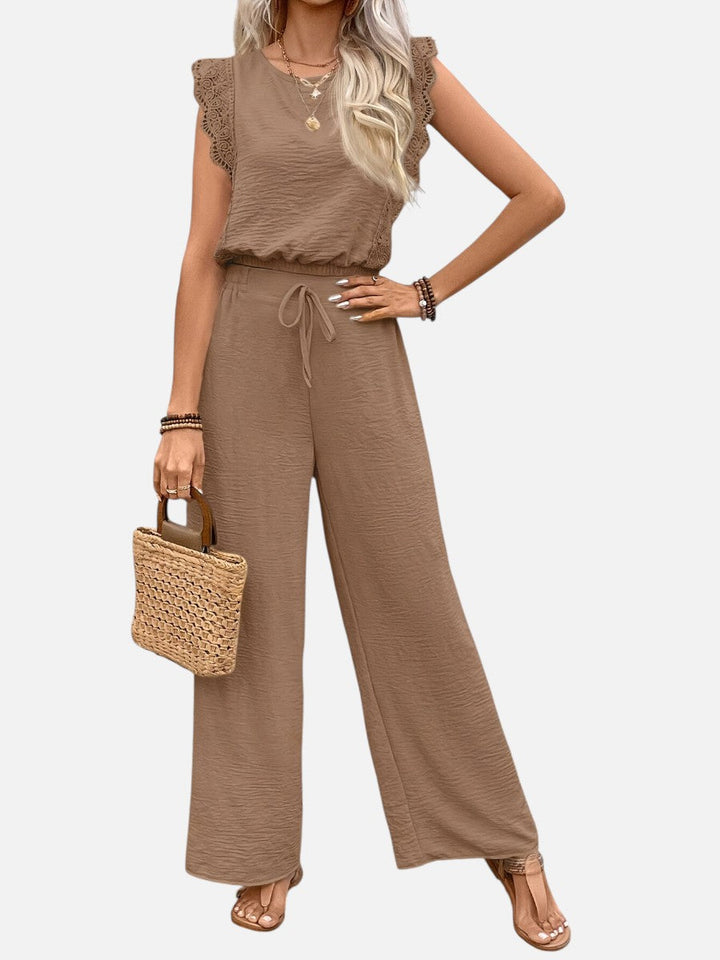 Women’s Two Piece Outfit Set – Relaxed Top & Wide Leg Trousers