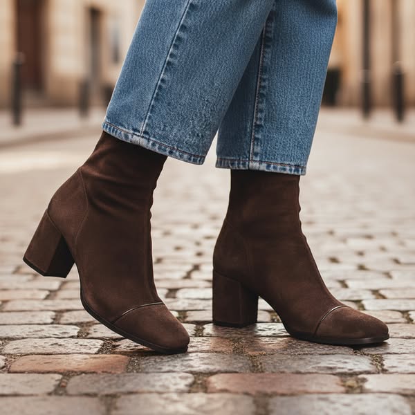 Women’s Heeled Ankle Boots – Suede Style