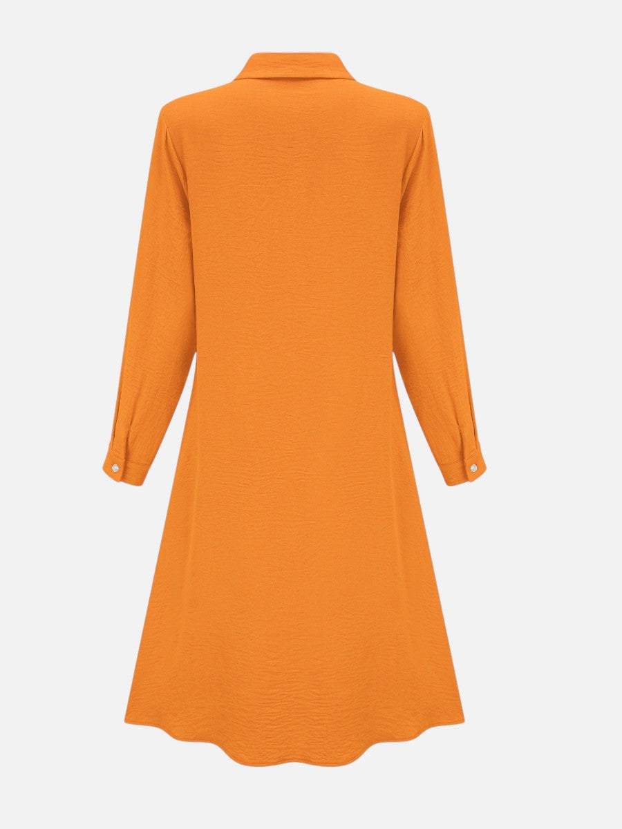 Women’s Button Front Midi Shirt Dress – Relaxed Flattering Fit