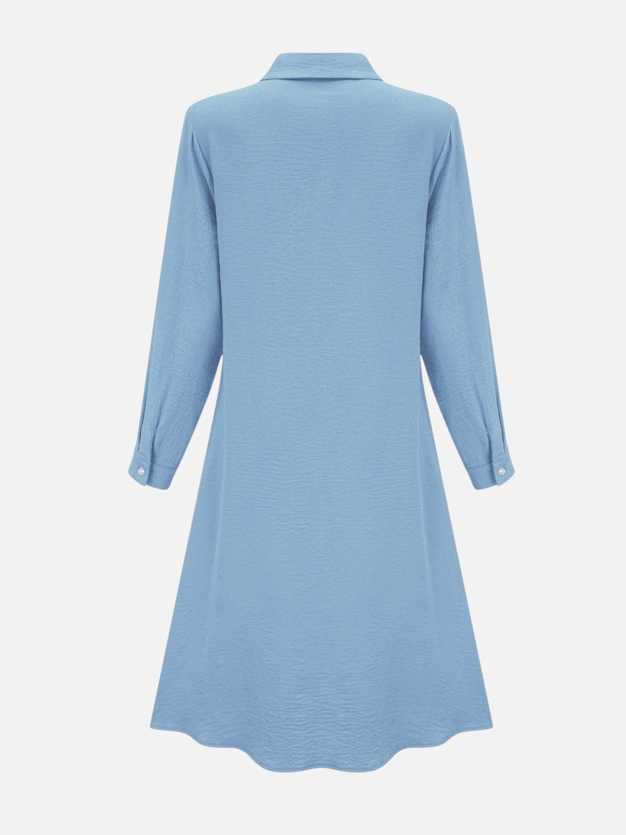 Women’s Button Front Midi Shirt Dress – Relaxed Flattering Fit