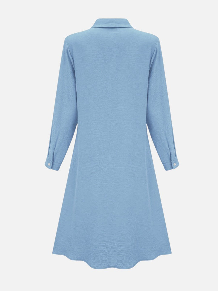 Women’s Button Front Midi Shirt Dress – Relaxed Flattering Fit