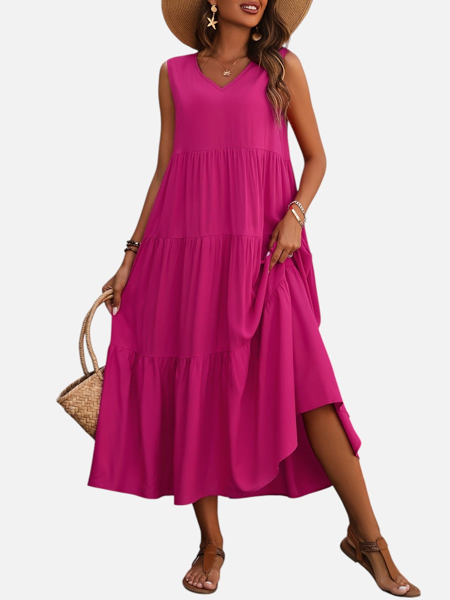 Women’s V-Neck Tiered Maxi Dress – Effortless Summer Elegance