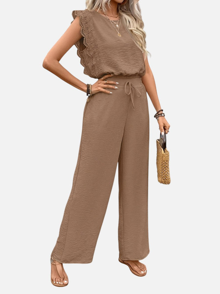 Women’s Two Piece Outfit Set – Relaxed Top & Wide Leg Trousers