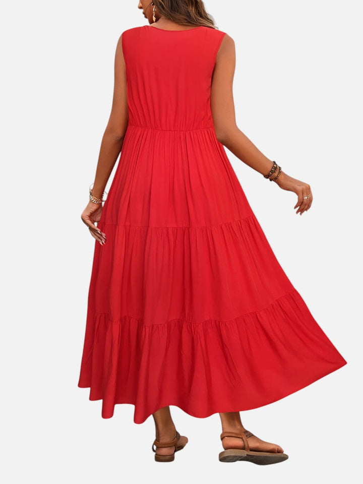 Women’s V-Neck Tiered Maxi Dress – Effortless Summer Elegance
