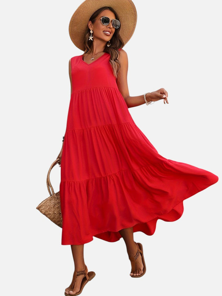 Women’s V-Neck Tiered Maxi Dress – Effortless Summer Elegance