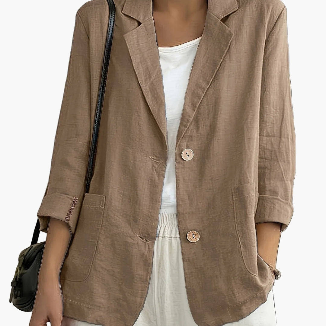 Nadia | Classic Linen Blazer With Pockets For Smart Casual Wear