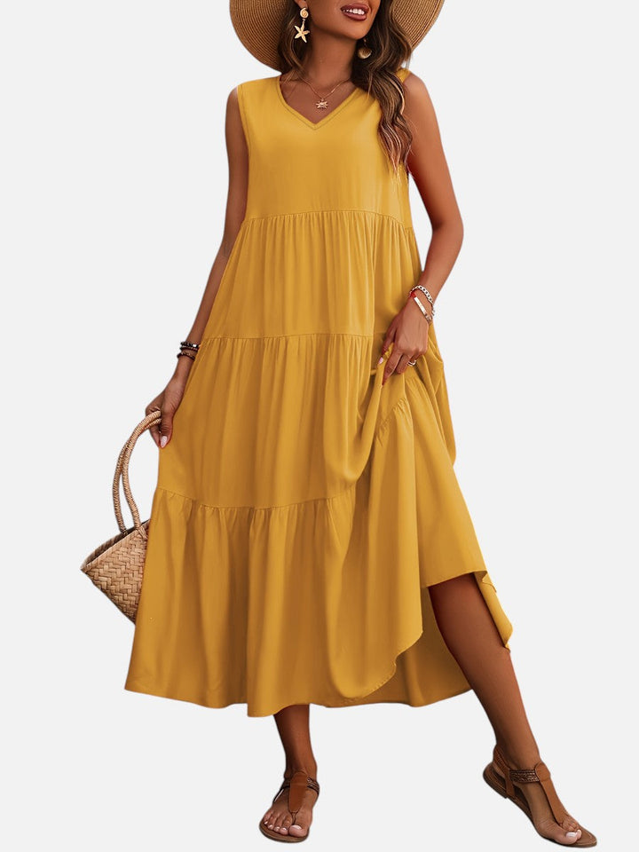 Women’s V-Neck Tiered Maxi Dress – Effortless Summer Elegance