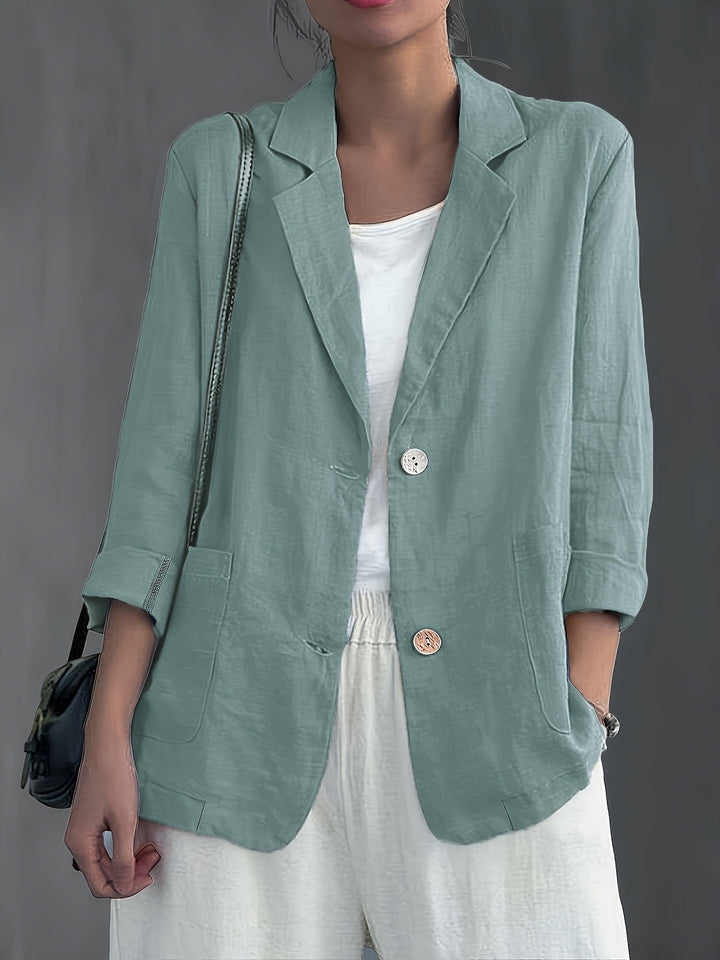 Nadia | Classic Linen Blazer With Pockets For Smart Casual Wear