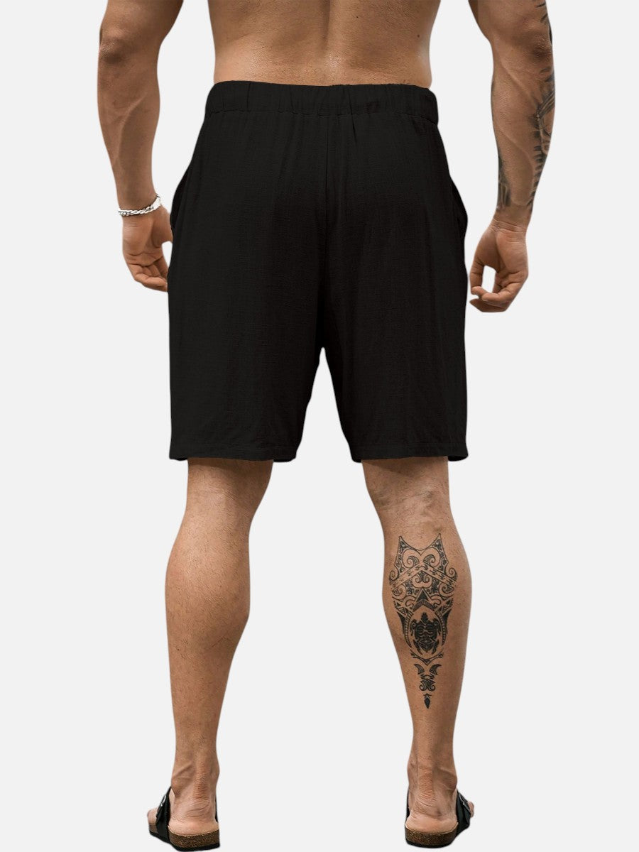 Men’s Casual Drawstring Shorts – Lightweight Linen Look
