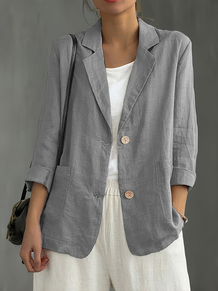 Nadia | Classic Linen Blazer With Pockets For Smart Casual Wear