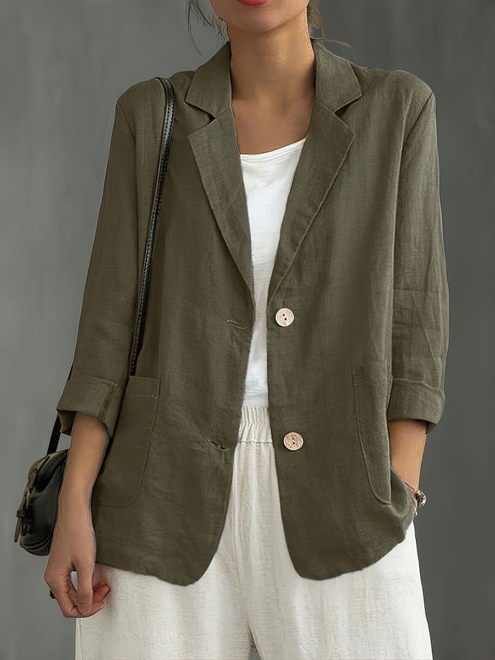 Nadia | Classic Linen Blazer With Pockets For Smart Casual Wear