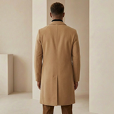 Men's Slim-Fit Wool-Look Overcoat – Classic Tailored Winter Formal Coat