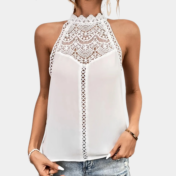 Elowyn | Lace Mock-Neck Sleeveless Top