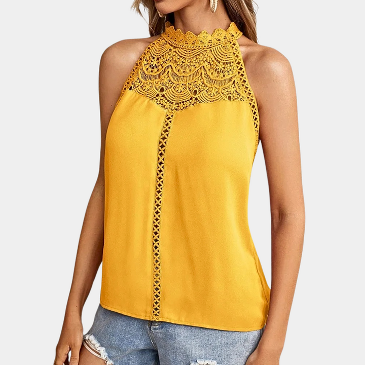 Elowyn | Lace Mock-Neck Sleeveless Top