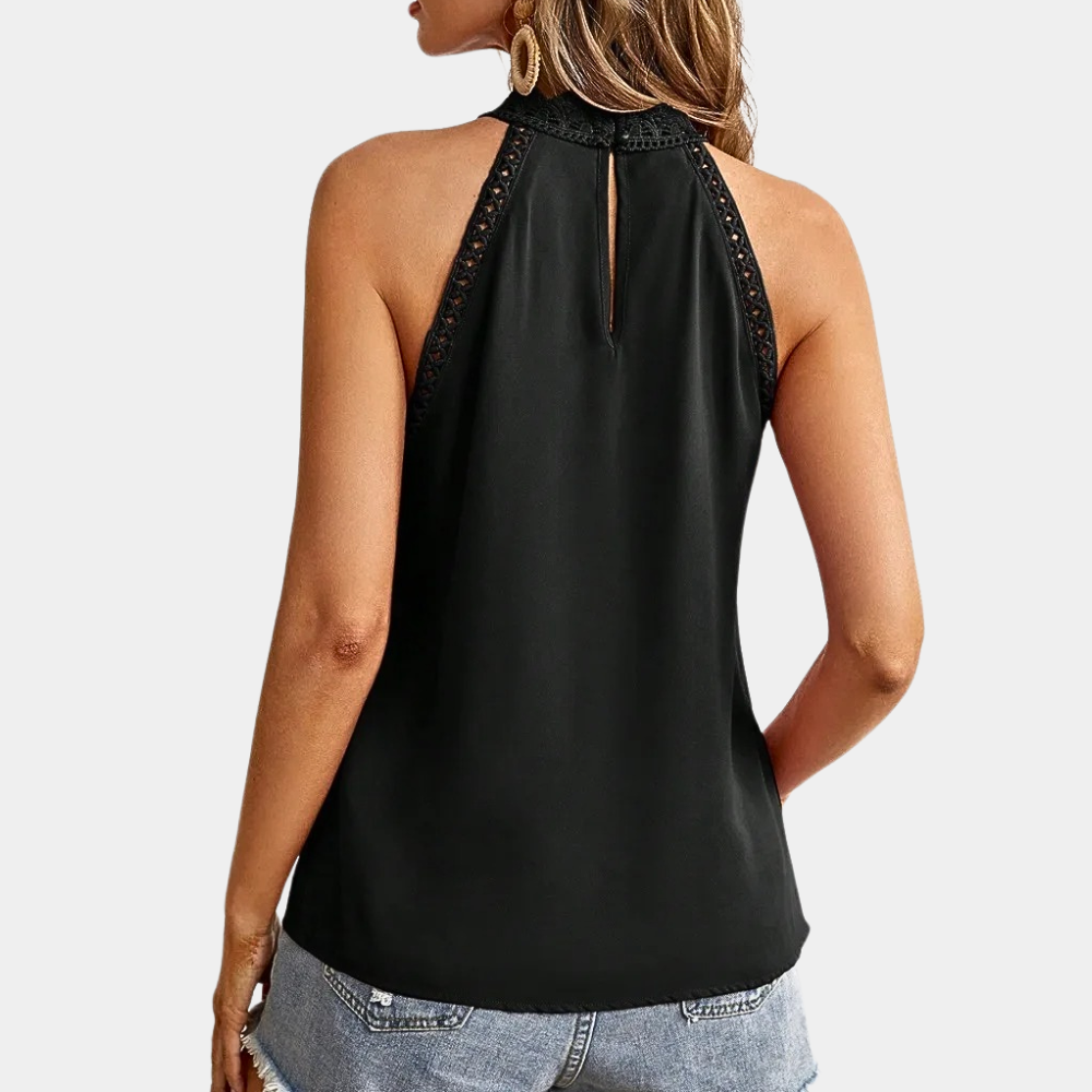 Elowyn | Lace Mock-Neck Sleeveless Top