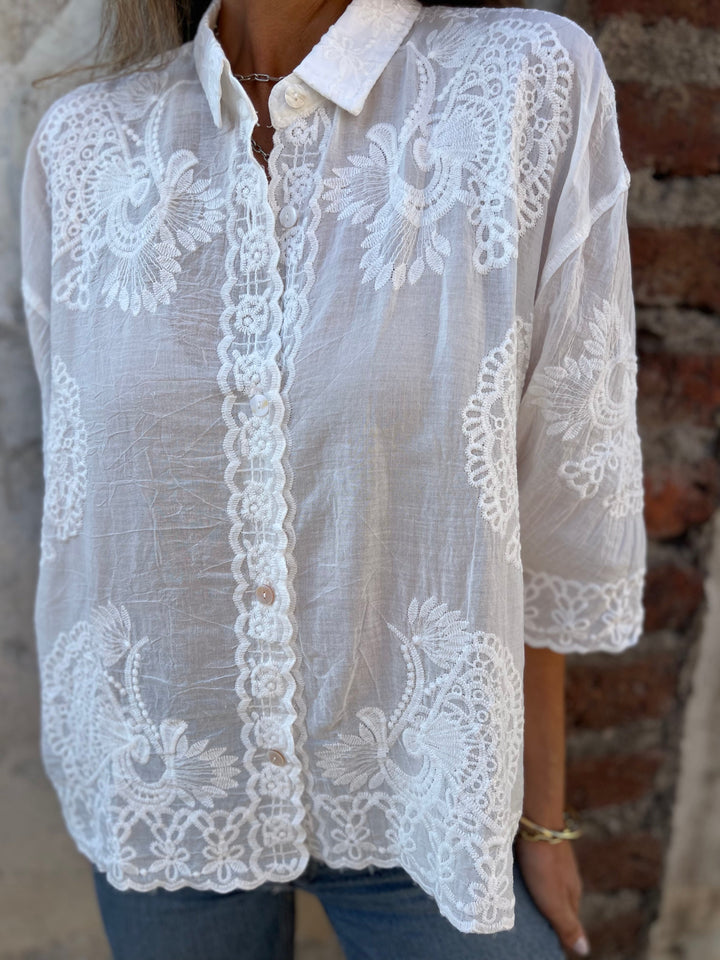 Marivelle | Elegant Lace Button Blouse