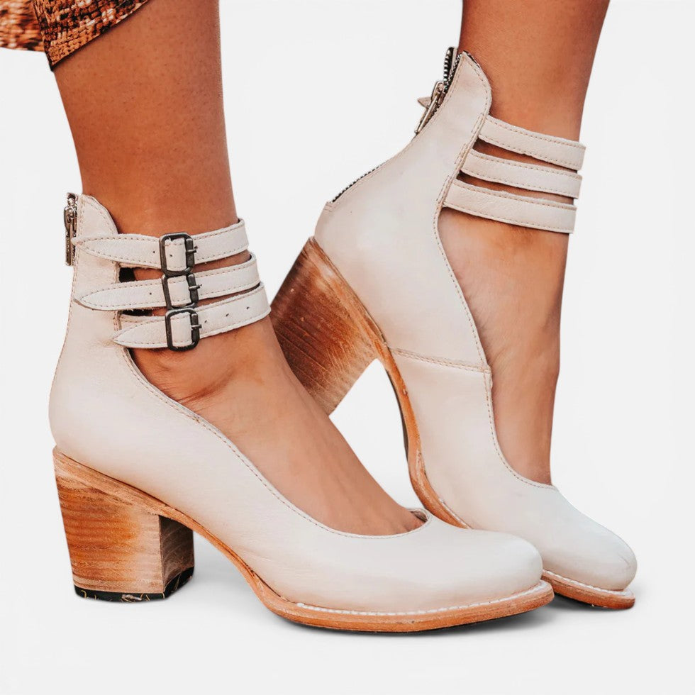 Women's Block Heel Ankle Boots – Buckle Strap Comfort
